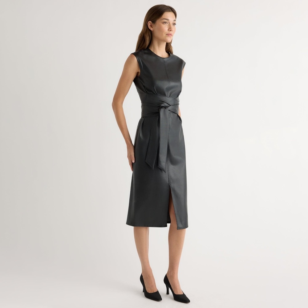 Modern Citizen Pilar Vegan Leather Tie-Front Dress Size XSBlack / Regular / XS